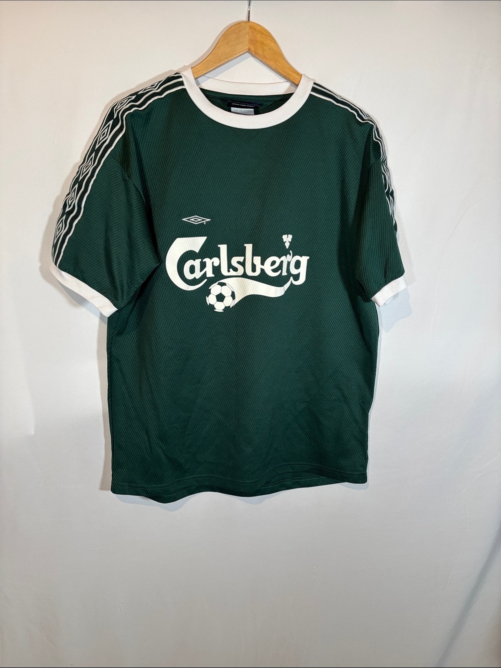 VINTAGE UMBRO Carlsberg Men's Dark Green Logo Soccer jersey